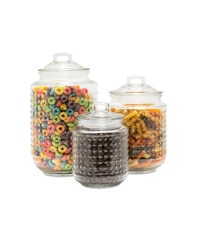 Mdesign Small Round Glass Apothecary Storage Canister Jars, 3 Pack