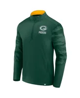 Men's Fanatics Green, Gold Green Bay Packers Ringer Quarter-Zip Jacket