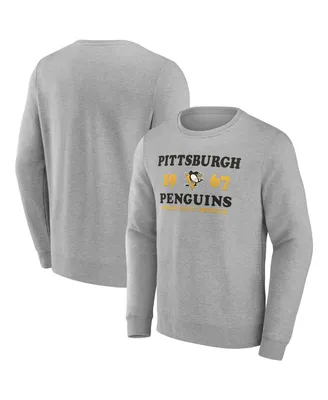 Men's Fanatics Heather Charcoal Pittsburgh Penguins Fierce Competitor Pullover Sweatshirt