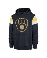 Men's '47 Brand Heather Navy Milwaukee Brewers Premier Nico Pullover Hoodie