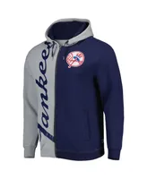 Men's Mitchell & Ness Gray and Navy New York Yankees Fleece Full-Zip Hoodie