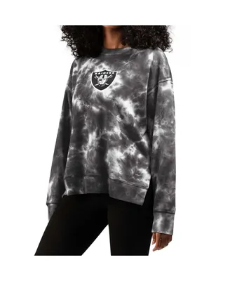 Women's Msx by Michael Strahan Black Las Vegas Raiders Bailey Tie-Dye Pullover Sweatshirt