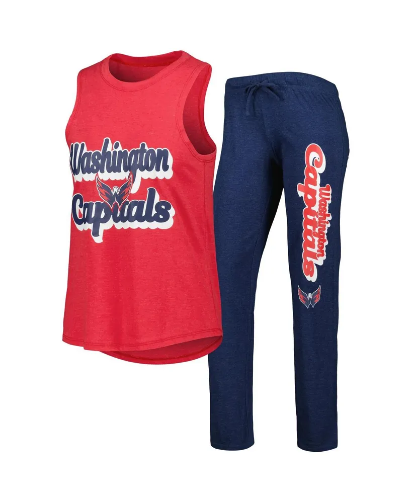 Women's Concepts Sport Heather Red, Navy Washington Capitals Meter Muscle Tank Top and Pants Sleep Set