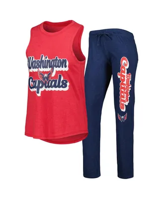 Women's Concepts Sport Heather Red, Navy Washington Capitals Meter Muscle Tank Top and Pants Sleep Set