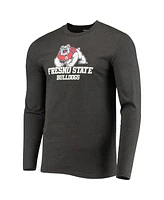 Men's Concepts Sport Red, Heathered Charcoal Fresno State Bulldogs Meter Long Sleeve T-shirt and Pants Sleep Set