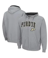 Men's Colosseum Heathered Gray Purdue Boilermakers Arch & Logo 3.0 Full-Zip Hoodie