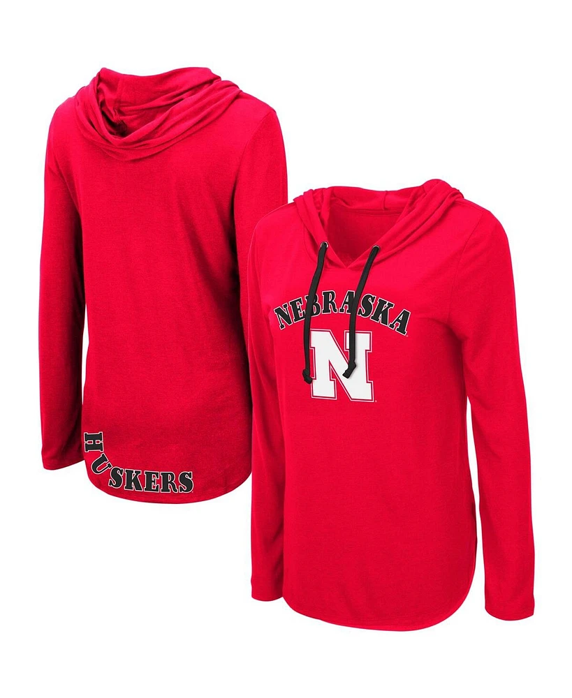 Women's Colosseum Scarlet Nebraska Huskers My Lover Long Sleeve Hoodie T-shirt