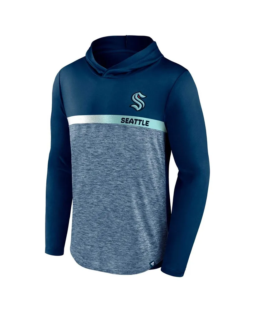 Men's Fanatics Deep Sea Blue Seattle Kraken Podium Defender Pullover Hoodie