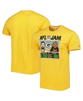 Men's Homage Aaron Rodgers and Aaron Jones Heather Gold Green Bay Packers Nfl Jam Tri-Blend T-shirt