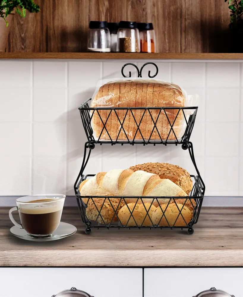 Sorbus 2-Tier Wire Basket Stand