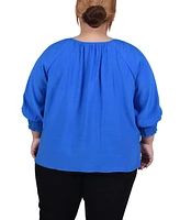 Ny Collection Plus 3/4 Sleeve Button Front Blouse