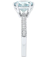 Aquamarine (2-1/2 ct. t.w.) & Diamond (3/8 ct. t.w.) Ring in 14k White Gold