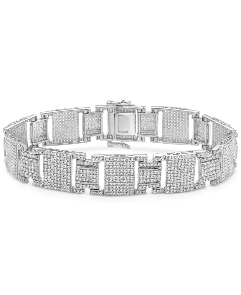 Men's Diamond Pave Square Link Bracelet (6-1/2 ct. t.w.) in 10k White Gold