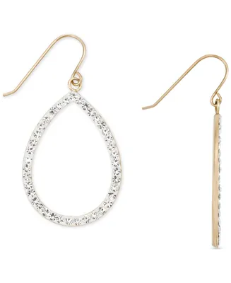 Crystal Pave Open Teardrop Drop Earrings in 10k Gold