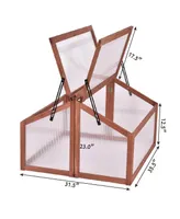 Costway Double Box Garden Wooden Green House Cold Frame Raised Plants Bed Protection