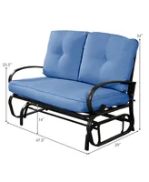 Glider Outdoor Patio Rocking Bench Loveseat Cushioned Seat Steel Frame