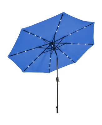 Costway 10' Solar Led Lighted Patio Market Umbrella Shade Tilt Adjustment Crank