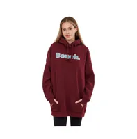 Bench Dayla womens hoodie oversize burgundy with blue logo at chest