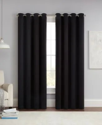Eclipse Solid Thermapanel Grommet Energy Saving Room Darkening Curtain Panel Collection