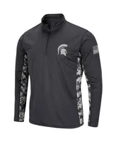 Men's Colosseum Charcoal Michigan State Spartans Oht Military-Inspired Appreciation Digi Camo Quarter-Zip Jacket