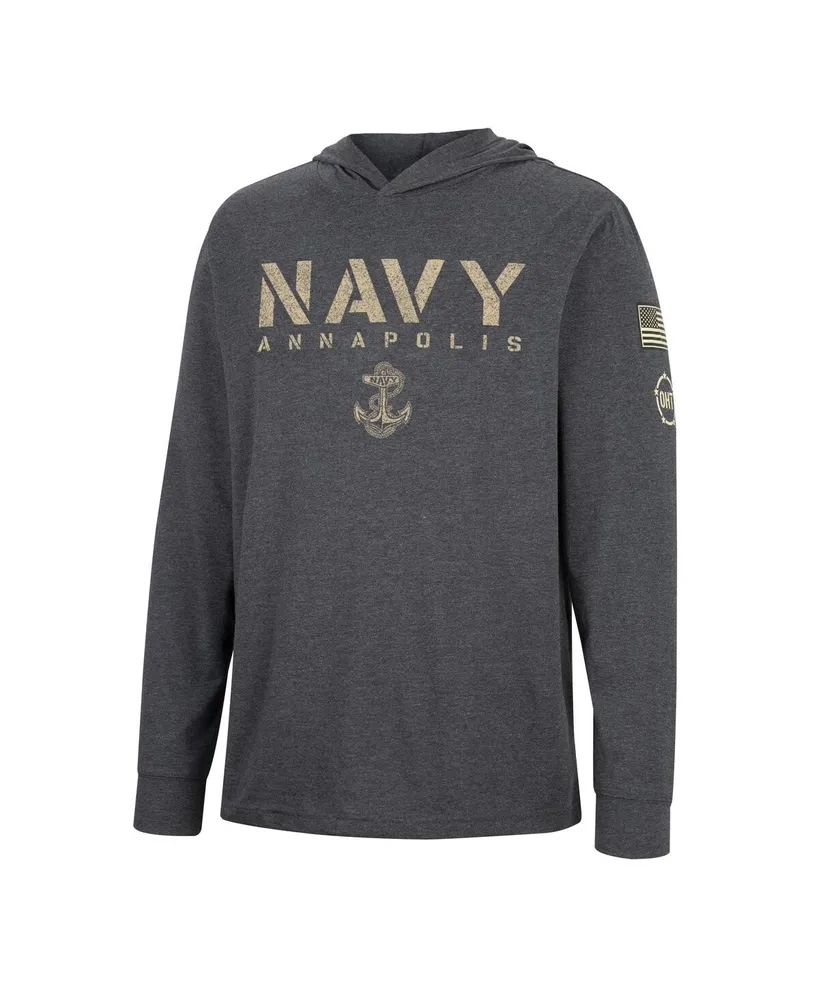 Men's Colosseum Charcoal Navy Midshipmen Team Oht Military-Inspired Appreciation Hoodie Long Sleeve T-shirt