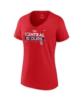 Women's Fanatics Red St. Louis Cardinals 2022 Nl Central Division Champions Locker Room V-Neck T-shirt