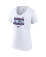 Women's Fanatics White Colorado Avalanche 2022 Stanley Cup Champions Saucer Pass V-Neck T-shirt