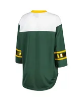 Women's G-iii 4Her by Carl Banks Green, White Green Bay Packers Double Team 3/4-Sleeve Lace-Up T-shirt