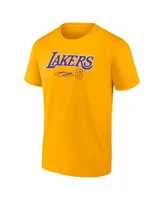 Men's Fanatics LeBron James Gold Los Angeles Lakers Name and Number T-shirt