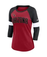 Women's Nike Arizona Cardinals Cardinal, Heather Black Football Pride Raglan 3/4-Sleeve T-shirt