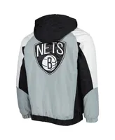 Men's Starter Black Brooklyn Nets Body Check Raglan Hoodie Half-Zip Jacket