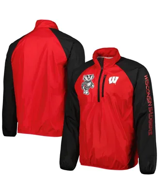Men's G-iii Sports by Carl Banks Red and Black Wisconsin Badgers Point Guard Raglan Half-Zip Jacket