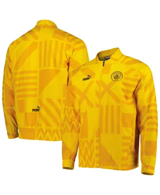 Men's Puma Yellow Manchester City Pre-Match Raglan Full-Zip Training Jacket
