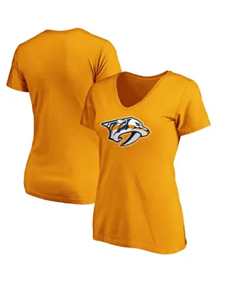 Women's Fanatics Gold Nashville Predators Primary Logo V-Neck T-shirt