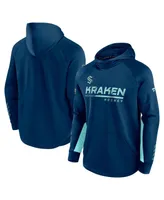 Men's Fanatics Deep Sea Blue Seattle Kraken Authentic Pro Locker Room Raglan Pullover Hoodie