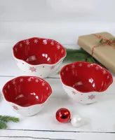 Euro Ceramica Winterfest 3 Piece Nesting Bowl Set