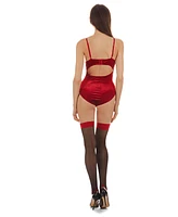 MeMoi Women's Scarlett Holiday-Themed Velvet Bodysuit