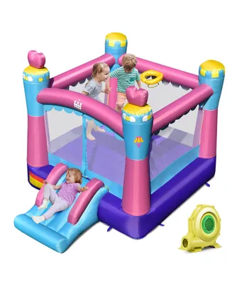 Costway Inflatable Bounce House 3-in-1 Princess Theme Inflatable Castle w/ 735W Blower