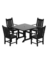 WestinTrends 5 Piece Outdoor Patio Dining Set Square Table and Armchair