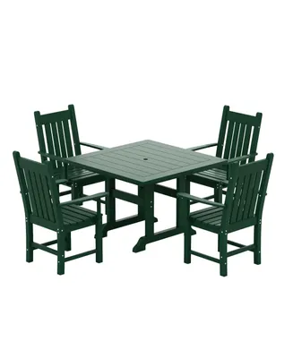 5 Piece Outdoor Patio Dining Set Outdoor Square Table and Armchair Set