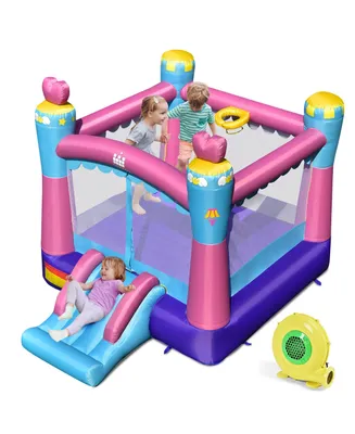 Costway Inflatable Bounce House 3-in-1 Princess Theme Inflatable Castle w/ 480W Blower