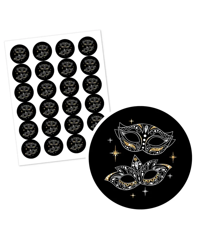 Masquerade - Mask Party Circle Sticker Labels - 24 Count