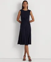 Lauren Ralph Women's Twist-Front Cap-Sleeve Stretch Jersey Dress