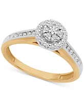 Diamond Halo Cluster Bridal Set (1/3 ct. t.w.) 14k Two-Tone Gold