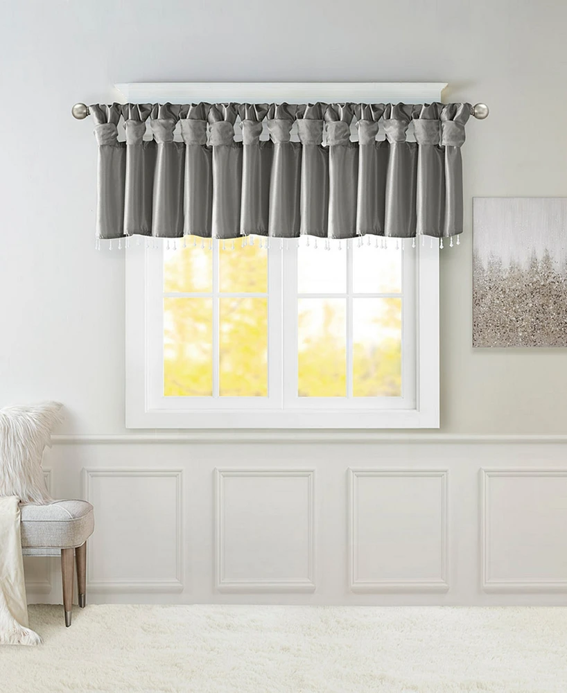 Madison Park Emilia Lightweight Faux Silk Valance With Beads