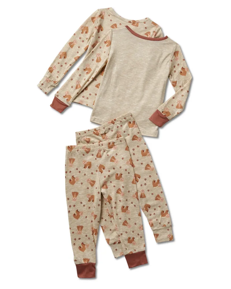 Infant Boys Mix n Match Time to Hibernate Long Sleeve Top and Jogger 4 Piece Pajama Set