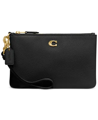 Coach Polished Pebble Leather Small Zip-Top Wristlet