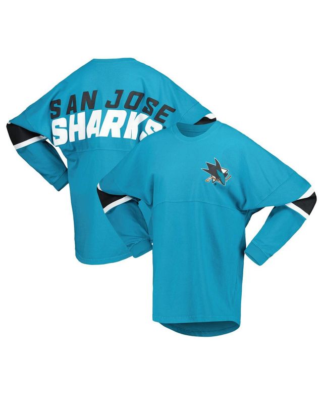 Women's Fanatics Teal San Jose Sharks Jersey Long Sleeve T-shirt