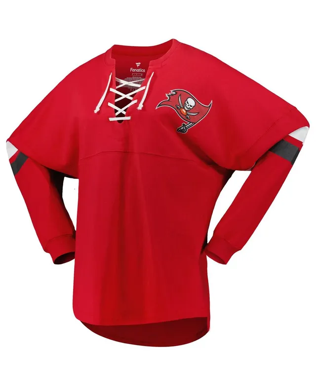 Fanatics Women's Branded Red Tampa Bay Buccaneers Hometown Sweep Long Sleeve  V-Neck T-shirt