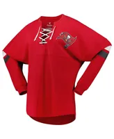 Women's Fanatics Red Tampa Bay Buccaneers Spirit Jersey Lace-Up V-Neck Long Sleeve T-shirt